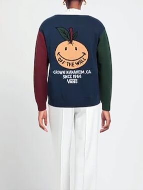 Vans Colorblock V-Neck Cardigan - Navy, Forest Green & Burgundys Sz Small